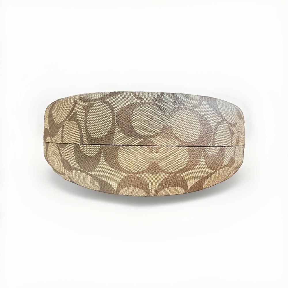 Coach Signature Logo Hard Clamshell Tan Brown Eyeglass Sunglasses XL Case